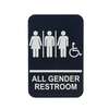Winco 6in x 9in All Gender/Accessible Sign - Black Plastic - SGNB-608 