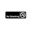 Winco 3in x 9in No Smoking Sign - Black Plastic - SGN-310 