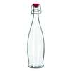 Libbey 1l Glass Water Bottle with RED Wire Bail Lid - 13150035 
