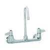 T&S Brass 8in Wall Mount Mixing Faucet with 3in Rigid Gooseneck Spout - 5F-8WLX03 