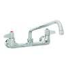 T&S Brass 8in Wall Mount Mixing Faucet with 6in Swivel Spout & 2in Flange - 5F-8WLX06 