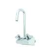 T&S Brass 4in Wall Mount Mixing Faucet with 3in Swivel Gooseneck Spout - 5F-4WLX03-VF05 