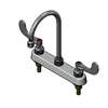 T&S Brass 8in Deck Mount Workboard Faucet with 6in Swing Gooseneck - B-1142-04-CR 