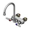 T&S Brass 4in Wall Mount Workboard Faucet with 4-3/8in Swivel Gooseneck - B-1146-2-V12-CR 
