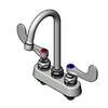 T&S Brass 4in Deck Mount Workboard Faucet with 5in Swivel Gooseneck - B-1141-02A-WH4 
