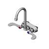 T&S Brass 4in Wall Mount Faucet with 4-3/8in Swivel/Rigid Gooseneck Spout - B-1146-02A-WH4 