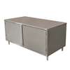 BK Resources 72in x 36in Stainless Cabinet Base Work Table with Hinged Doors - CST-3672H 