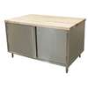 BK Resources 48in x 36in Cabinet Base Work Table w/Hinged Doors & Maple Top - CMT-3648HL 