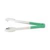 Winco 12in Stainless Steel Utility Tongs with Green Plastic Handle - UT-12HP-G 