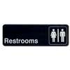 Winco 3in x 9in Black Plastic "Restroom" Sign - SGN-313 