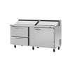 Turbo Air PRO Series 72in Sandwich/Salad Prep Cooler with 2 Drawers - PST-72-D2R(L)-N 