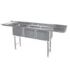 GSW USA SE15153DB 75.3in 18 Gauge Stainless Steel Three Compartment Sink 