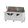 Turbo Air Super Deluxe 72in Refrigerated Flat Lid Mega Top Prep Table - TST-72SD-30-N-FL 