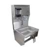 BK Resources 14in x 10in Wall Mount Knee Valve Hand Sink with Soap Dispenser - BKHS-W-1410-1-4DTDPG 