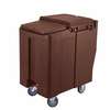 Cambro SlidingLid Tall 175lb Capacity Brown Mobile Ice Caddy - ICS175T131 