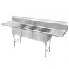 GSW USA SHH24243D Three Compartment 16 Gauge 24inx24in Stainless Steel Sink 