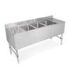 John Boos 72in (4) Compartment Underbar Sink with (2) 12in Drainboards - UBS4-2172-2D12-X 