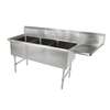 John Boos B Series 3-compartment 24x24x14 Sink with 24in Right Drainboard - 3B244-1D24R-X 