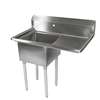 John Boos E-Series 1 Comp Sink 16x20x12 Sink with 18in Right Drainboard - E1S8-1620-12R18-X 