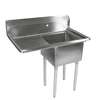 John Boos E-Series 1 Comp Sink 16inx20inx12in Sink with 18in Left Drainboard - E1S8-1620-12L18-X 
