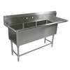 John Boos E-Series 3 Compartment 16in x 20in x 12in Stainless Steel Sink - E3S8-1620-12R18-X 