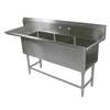 John Boos E-Series 3 Compartment 16in x 20in x 12in Stainless Steel Sink - E3S8-1620-12L18-X 
