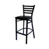 Atlanta Booth & Chair Black Ladder Back Metal Barstool with Solid Wooden Seat - M104BS 