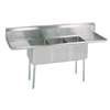 BK Resources BKS-3-20-14-24T 3 Compartment 20x20x14 Sink with (2) 24in Drainboards 