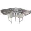 BK Resources 3 Compartment 24x24x14 Corner Sink with (2) 24in Drainboards - BKCS-3-24-14-24TS 