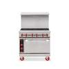 American Range 36in Gas Range with (4) 18in Wide Burners & (1) Convection Oven - AR36-4C 