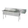 BK Resources BKS-3-1620-12-18R 3 Compartment 16x20x12 Sink with (1) 18in Right Drainboard 