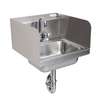 BK Resources 14in Wall Mount Hand Sink w/3in Deck Mount Faucet& Side Splash - BKHS-D-1410-SS-PT-G 