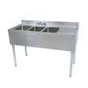 BK Resources 48in Three Compartment Underbar Sink with Right Side Drainboard - UB4-21-348RS 