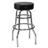 H&D Commercial Seating Chrome Plated 2 Ring Swivel Barstool with Black Vinyl Seat - 6301 