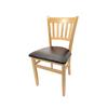 Oak Street Manufacturing Vertical Back Wood Chair with Natural Finish & Vinyl Seat - WC102NT 