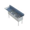Falcon Food Service 10in x 14in (3) Compartment Stainless Steel Commercial Sink - E3C-10X14-L-15 