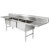 Falcon Food Service 10in x 14in (3) Compartment Stainless Steel Commercial Sink - E3C-10X14-2-15 