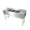 Falcon Food Service 60"W 18 Gauge Stainless Steel Underbar (3) Compartment Sink - BS3T101410-13LR 