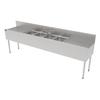 Perlick 96in Stainless 4 Compartment Bar Sink with (2) 24in Drainboards - TS84M4-DB 