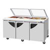 Turbo Air 72in Wide Sandwich Salad Prep Table With Glass Lid - TST-72SD-N-GL 
