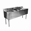 Glastender CHOICE 96in x 19in Stainless Steel Three Comp Underbar Sink - C-TSA-96 