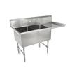 John Boos B Series 2 Compartment 18x18x14 Sink with 18in Right Drainboard - 2B184-1D18R-X 