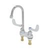 T&S Brass 4in Deck Mount Mixing Faucets with Laminar Flow Device Outlet - B-0892-01CR-L22 