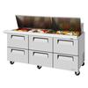 Turbo Air 72"W 30 Pan Six Drawer Mega Top Sandwich Salad Prep Table - TST-72SD-30-D6-N 