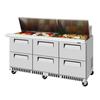 Turbo Air 72in 30 Pan Six Drawer Mega Top Sandwich Salad Prep Table - TST-72SD-30-D6-FB-N 