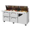 Turbo Air 72in 23cuft 30 Pan Mega Top Sandwich Salad Prep Table - TST-72SD-30-D4R-N 