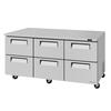 Turbo Air 72in 18.8cuft Six Drawer Undercounter Refrigerator - TUR-72SD-D6-N 