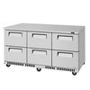 Turbo Air 72in 18.8cuft Six Drawer Undercounter Refrigerator - TUR-72SD-D6-FB-N 