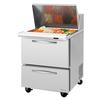 Turbo Air 27.5in 12 Pan Two Drawer Mega Top Sandwich Salad Prep Table - PST-28-12-D2-N 