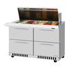 Turbo Air 48.25in 18 Pan Four Drawer Mega Top Sandwich Salad Prep Table - PST-48-18-D4-FB-N 